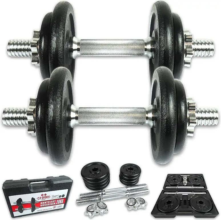 C.P.Sports Gusseisen Kurzhantel oder Langhantel Set 20KG / 2