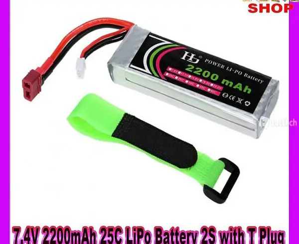  7.4V 2200mAh 25C LiPo Batterie 2S mit T