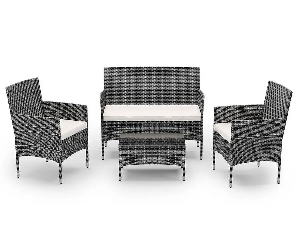 Gartenset Rattan MALIA schwarz-weiss/weiss