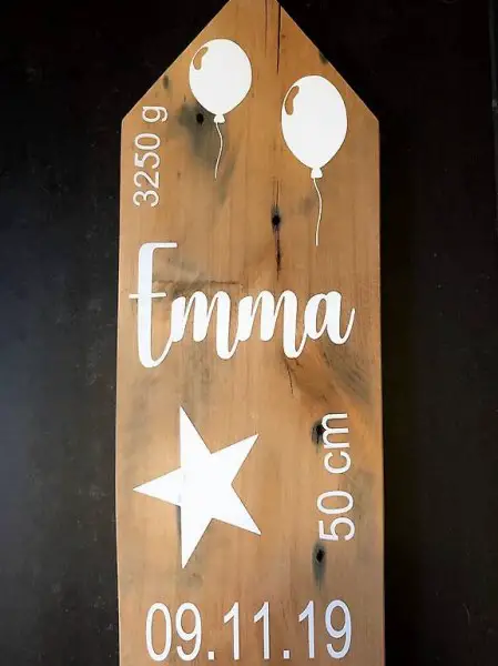 Schild zur Geburt, Taufe