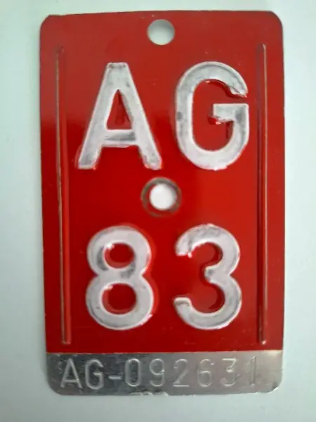 alte AG-Velonummer /AG-Fahrradnummer, AG 83
