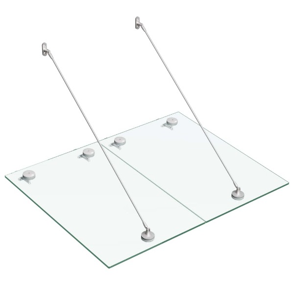  VSG-Sicherheitsglas Haustür-Vordach 120×90 cm Edelstahl