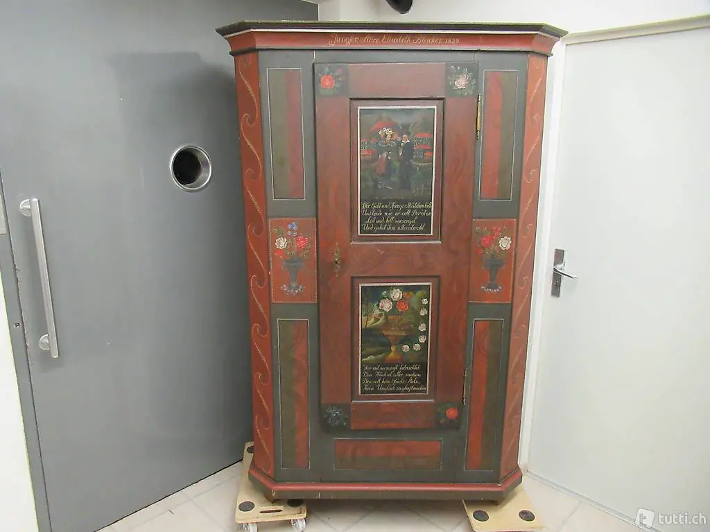  Schöner Schrank mit Malereien 1829 antik