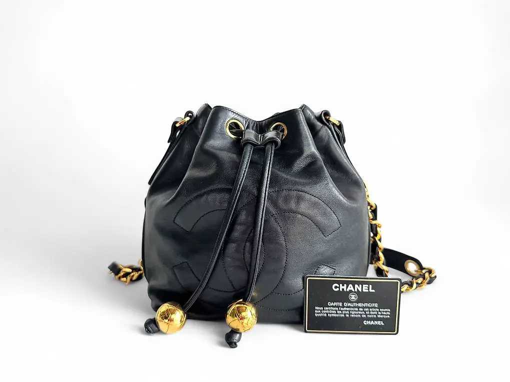 CHANEL Lambskin CC Drawstring Bag Sac Tasche