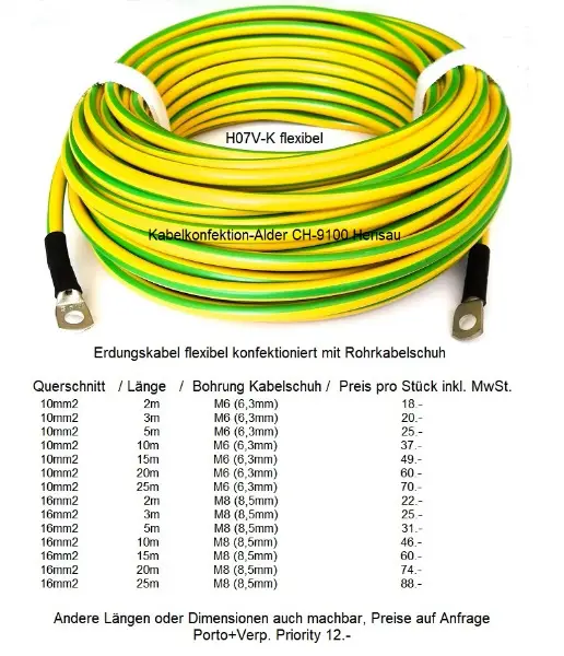 Erdungskabel konfektioniert gemäss Foto