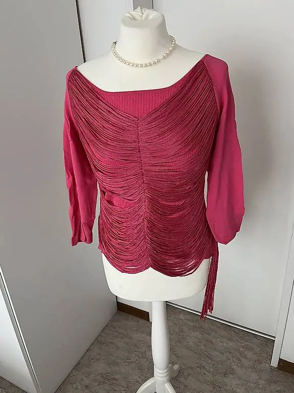 Pinker Fransenpullover Gr.38 -Hingucker