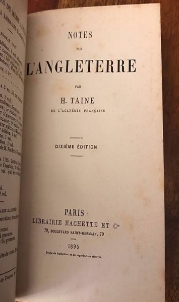 1895 Taine notes sur l"Angleterre