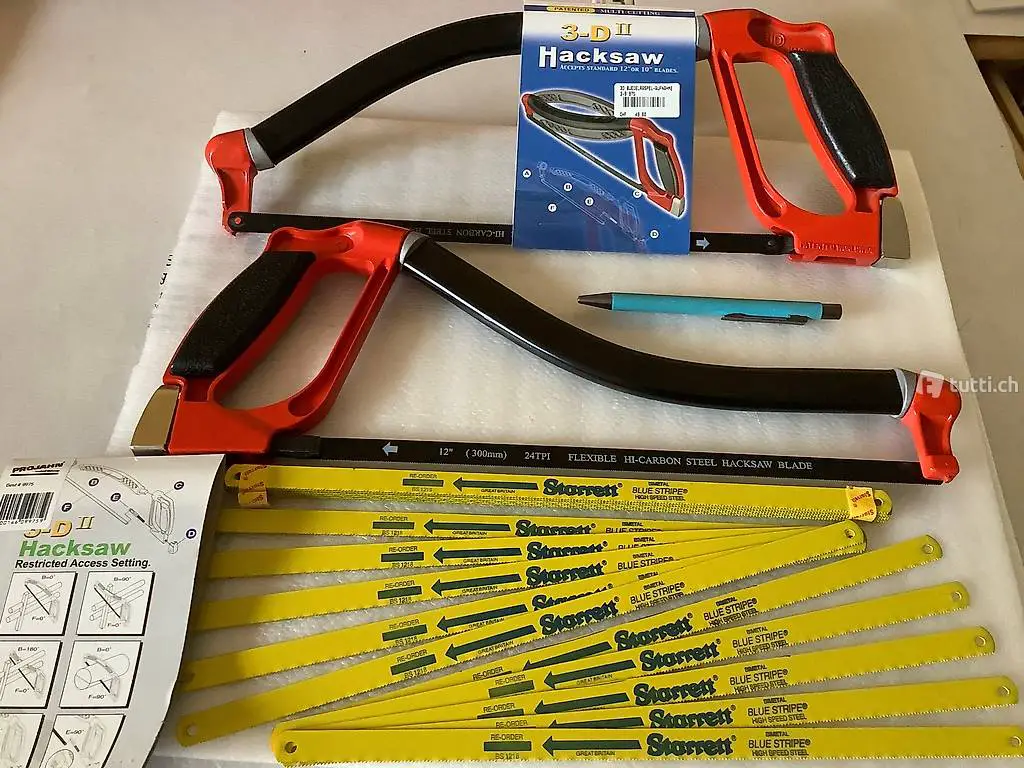 Bügelsäge 3D für Metall und 20 Sägeblätter 12 Zoll STARRETT