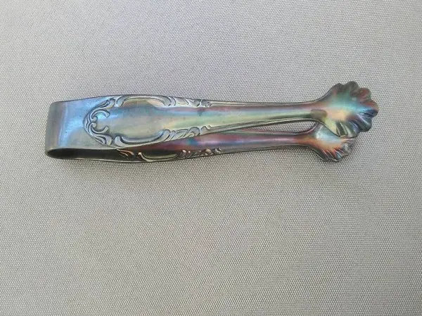 Zucker-Zange, alt, versilbert