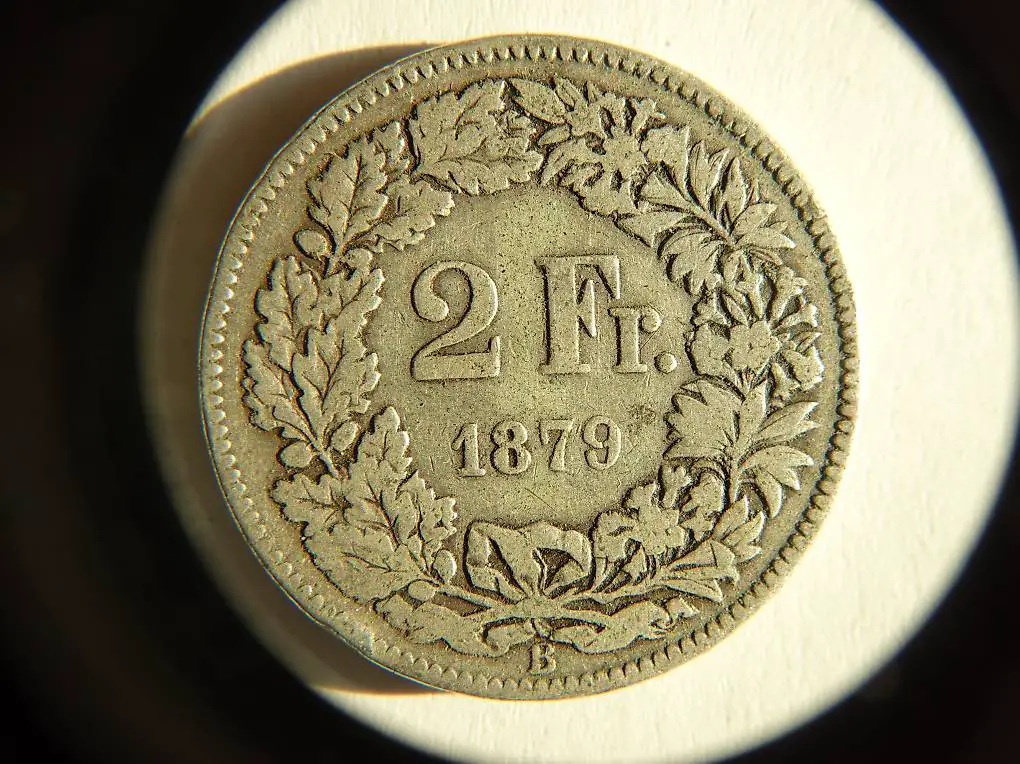 2 Franken 1879 330° verschoben Fehlprägung Abart