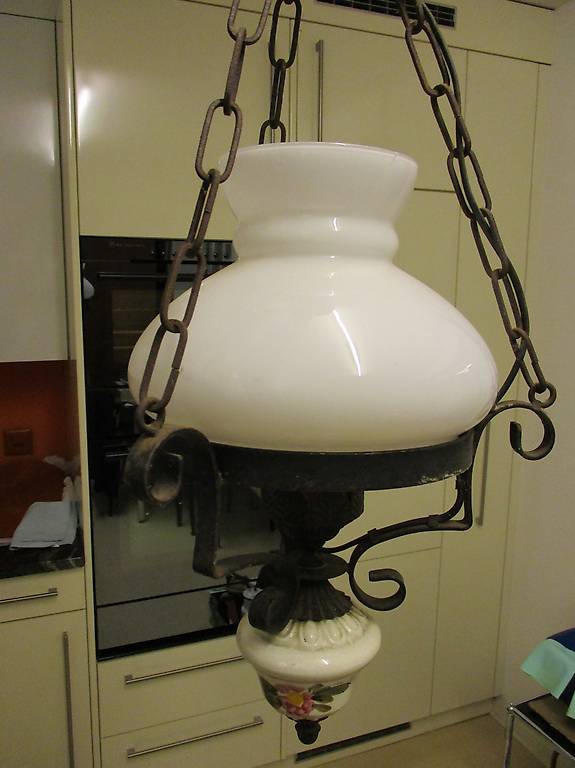 Alte Deckenleuchte Jugendstil Glas-Haube Vintage Lampe