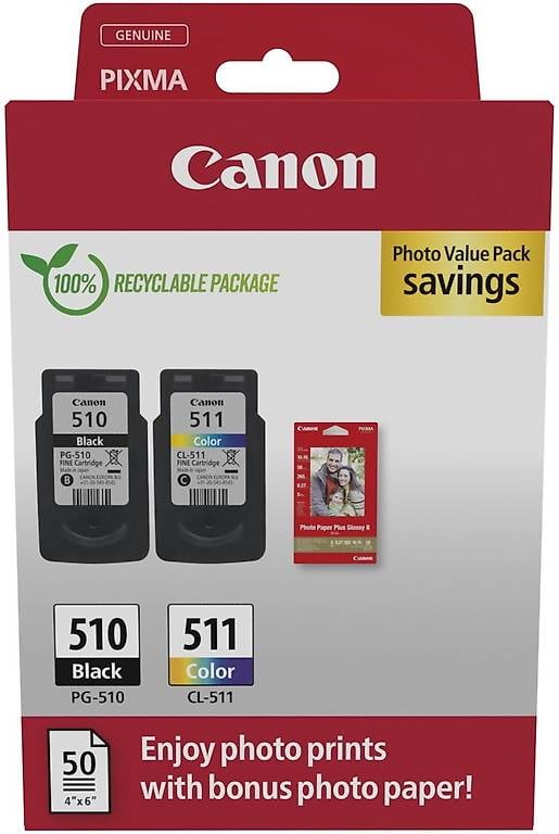 Canon PG-510 + CL-511 Patronen + 50 Blatt Glossy Papier