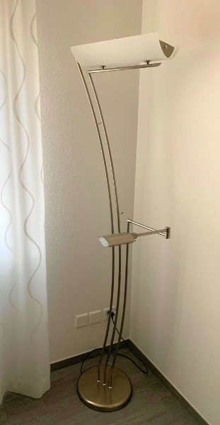 elegante Stehleuchte mit Glasschirm + flexible Leseleuchte