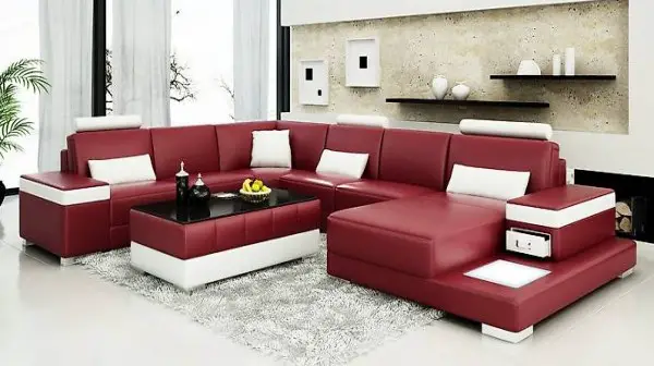  LEDERSOFA U-FORM COUCH WOHNLANDSCHAFT DESIGN SOFA L6013 NEU