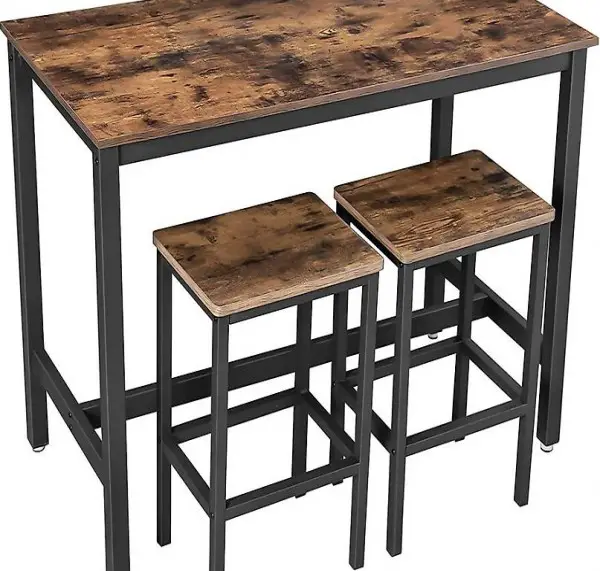  Bartisch-Set, Stehtisch mit 2 Barhockern