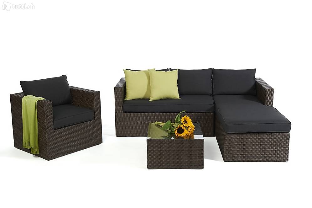  Polyrattan Gartenlounge Sofa braun