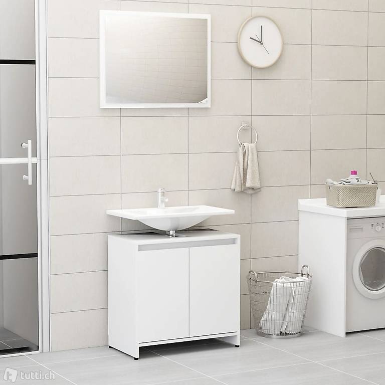  Badmöbel-Set Weiss Spanplatte 651