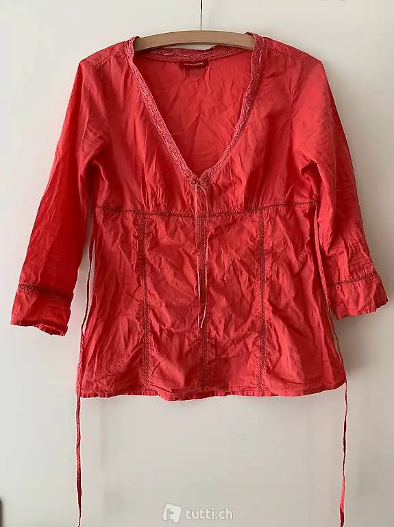 Shirt / Crinkle-Bluse Farbe Coralle, Gr. S
