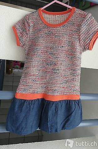 Woll-Jeans-Kleid, coral/blau/weiss, Gr. 116