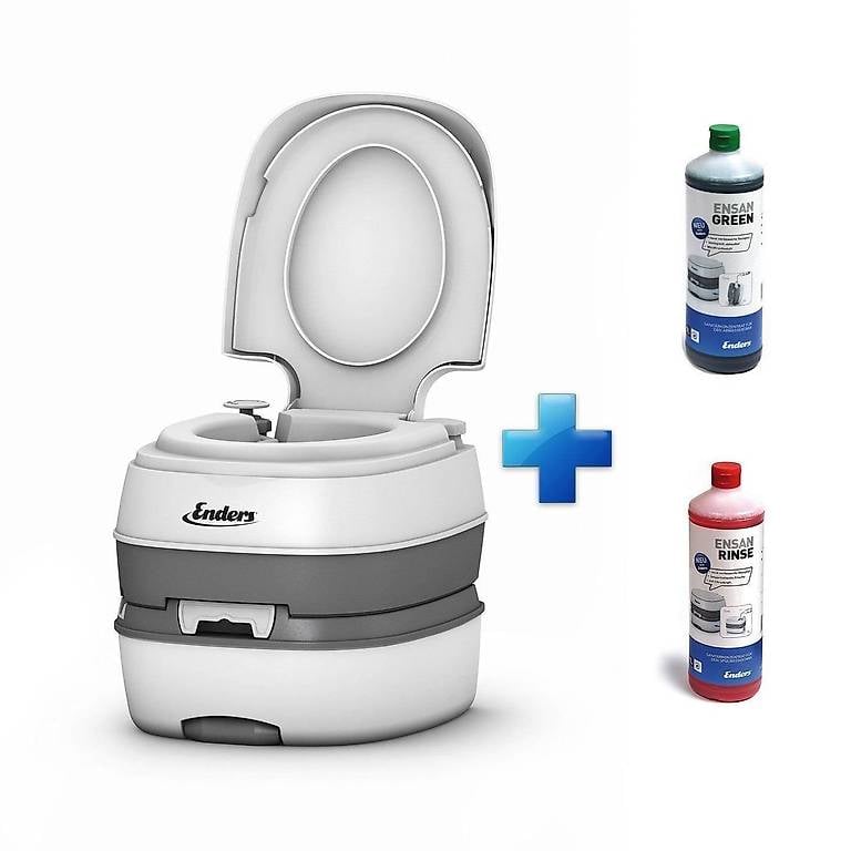 wc portatile nuovo per campeggio + 2 liquidi chimici ensan