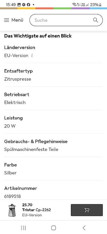 Zitruspresse Tristar