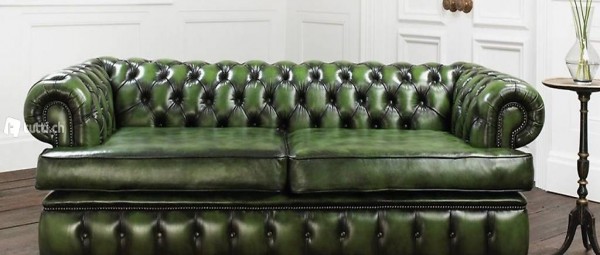  CHESTERFIELD 100% VOLLLEDER ANTIK OLD LEATHER SOFA 161013-20