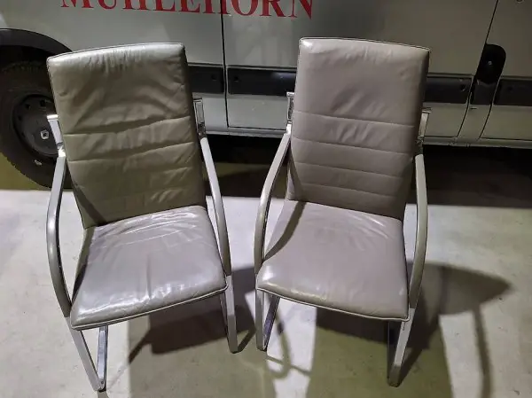 2 Stk bequeme Freischwinger Leder Stühle