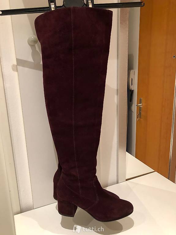 Stivali camoscio borgogna