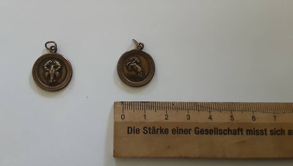 Sternzeichen Krebs und Steinbock silber/ vergoldet