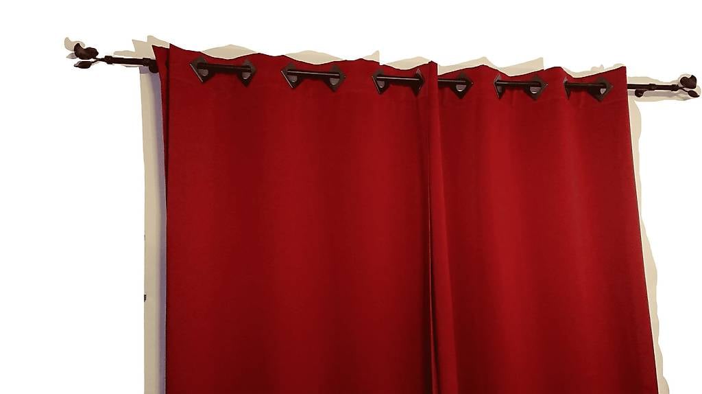 Rote Fenstervorhänge inkl Stangen und Montierung Rideaux