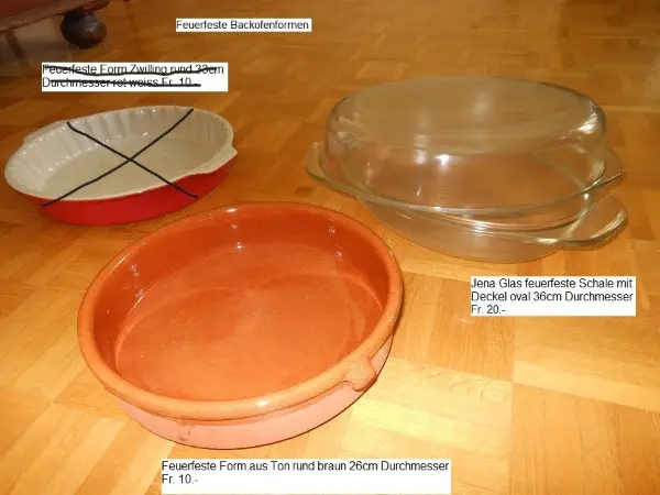 Auflauf Formen, Kuchenplatten, Servierplatten, Glas, Porzellan