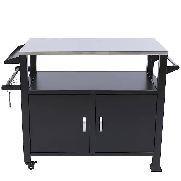 Grill Beistellltisch 2-türig schwarz
