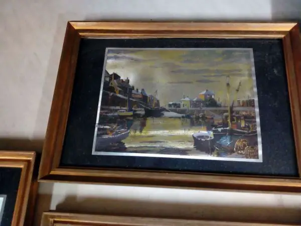 3 ältere kleine Bilder mit Boote und Segelschiffe