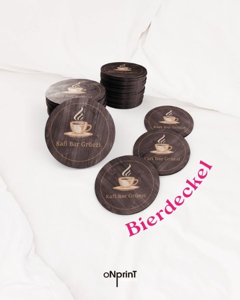 1000 x Bierdeckel rund farbig einseitig