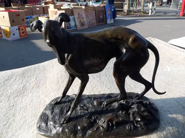 Art deco statue en bronze signée Cartier Gstaad Megève