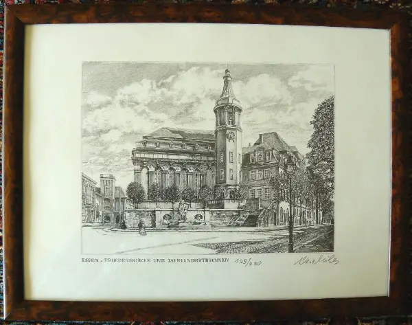 Friedenskirche Jhdt.-Brunnen Litho. 43x33. B087