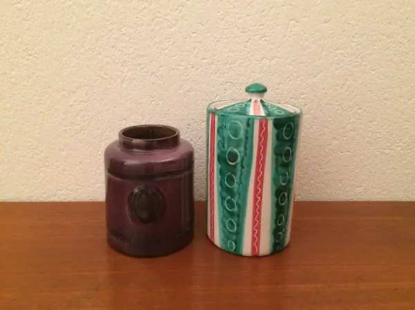 2x italienische Keramik Vase + Dose 50-er 60-er vintage