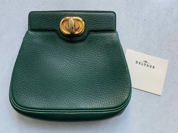 Delvaux Green Leather Pochette Clutch
