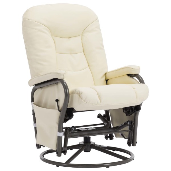  Liegesessel mit Fusshocker Creme Kunstleder