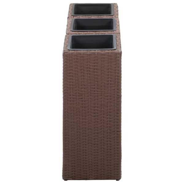  Pflanzkübel 3 Stk. Poly Rattan Braun