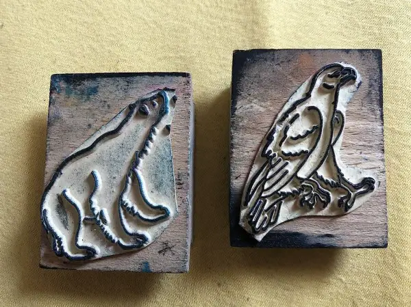 2 Stempel Eisbär und Adler aus Holz
