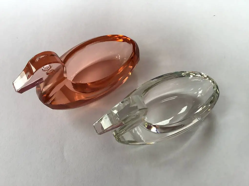 2 x canard vintage en verre pour tremper sucre ou déco. Ente