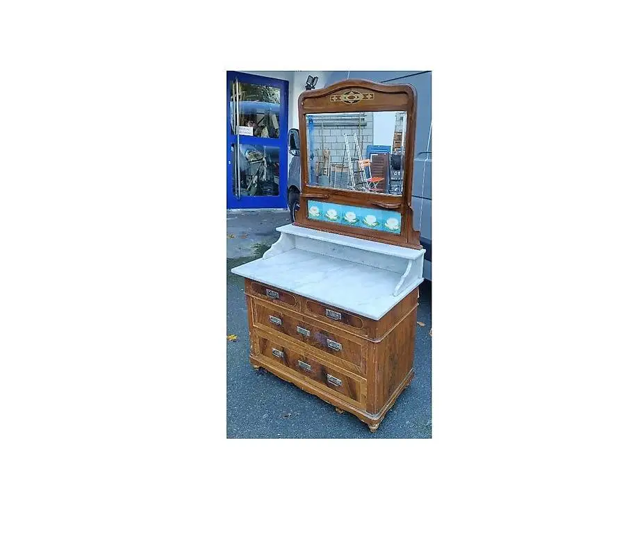 Antike Spiegel Kommode Waschkommode Marmoraufsatz Spiegel