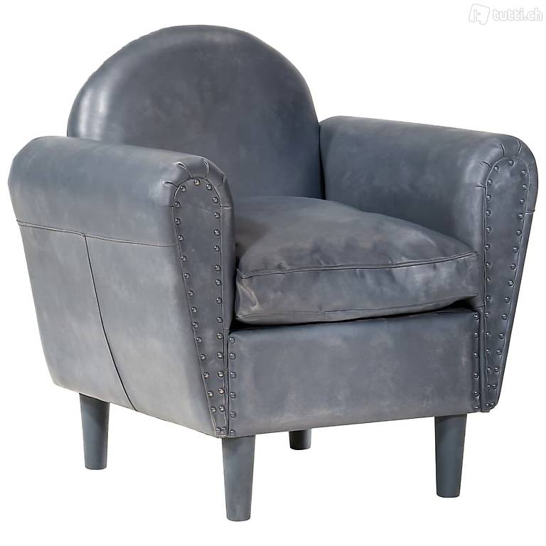  Sessel Grau 77 x 65 x 79 cm Echtleder