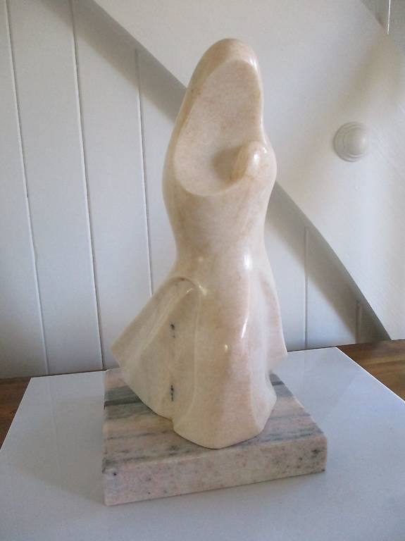 Moderne Marmor-Madonna Maria + Jesuskind Skulptur Plastik