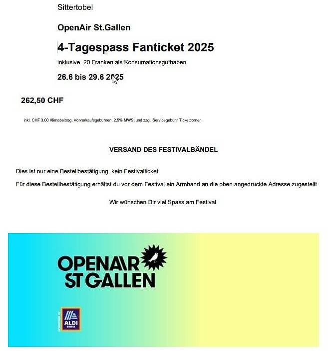 2x open air St. Gallen Fantickets