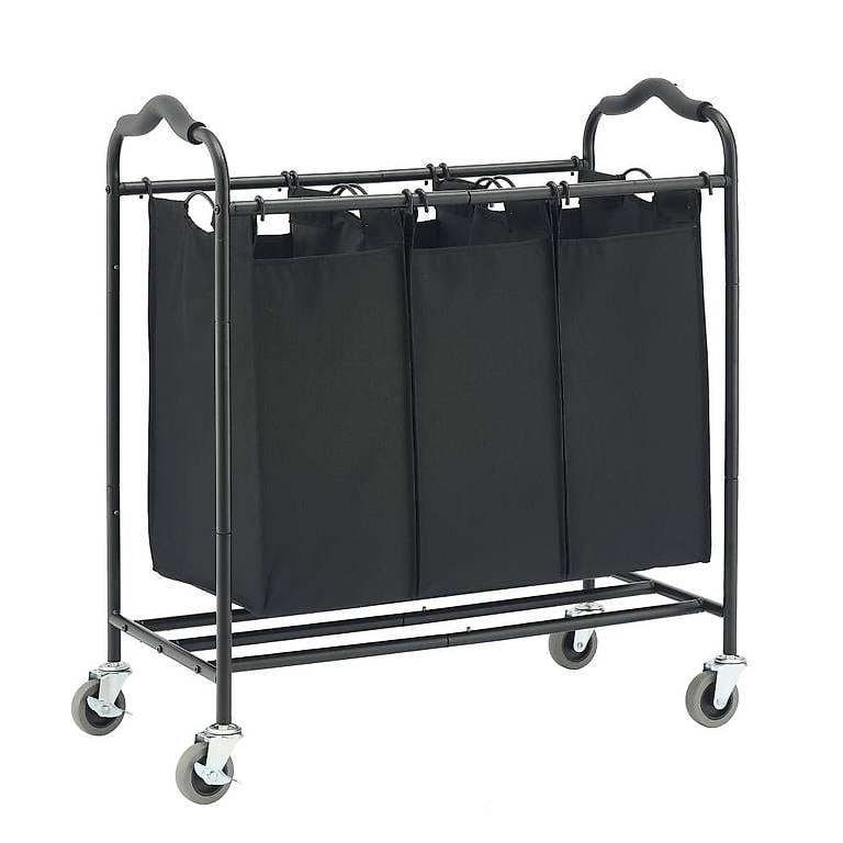 Wäschesammler mit 3 Fächer schwarz