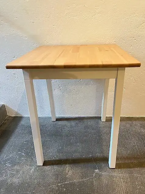 Küchentisch, Holz, hellbraun, lasiert, Beine weiss