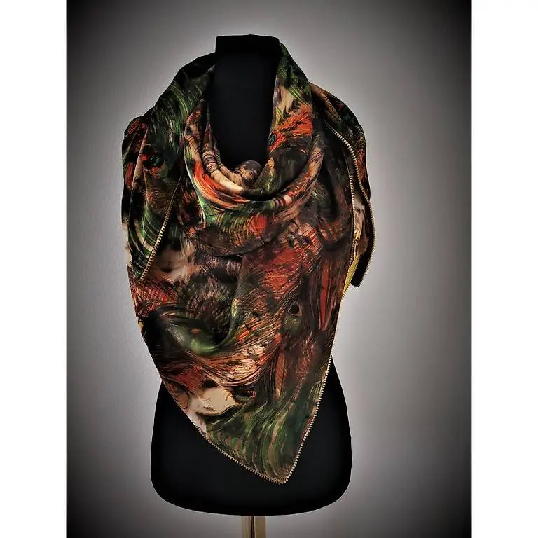Seidenfoulard mit Reissverschluss Design_wald_NEU