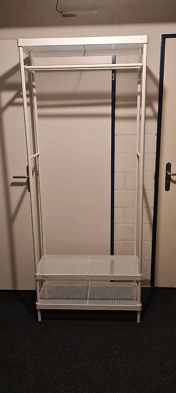 Offener Kleiderschrank mit zwei Ablagen, weiss, Metall